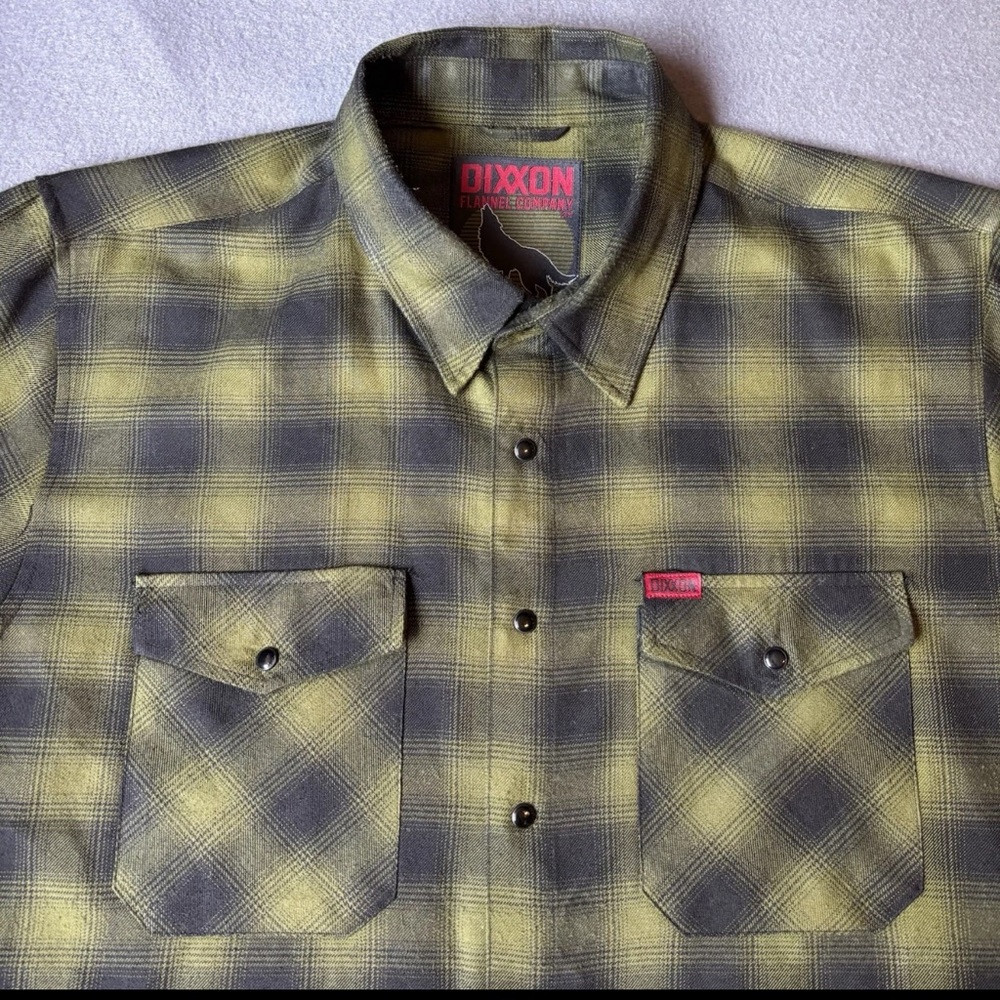 DIXXON Yellow and Gray Plaid Button Down Shirt.